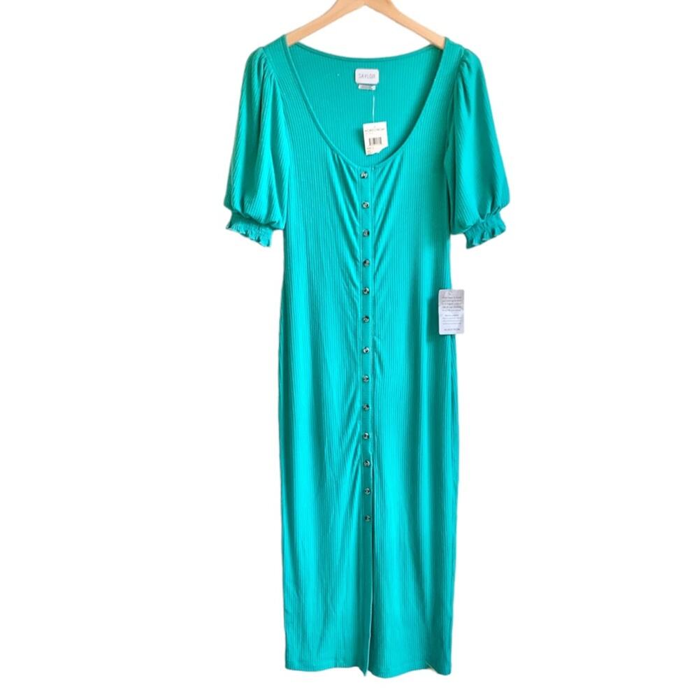 Saylor Teal Malavika Puff Sleeve Dress Size Small